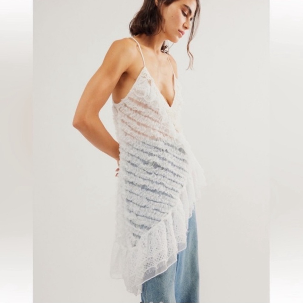 Free People Ruffle Me Up Top in Ivory size medium